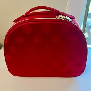 Estée Lauder “Train Case”  Red Polka Dot Double Zipper bag. NEW